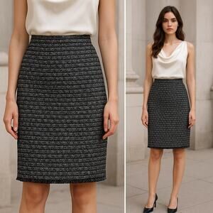J.Crew Tweed Pencil Skirt Black & White Textured Size 00 Lined Classic Career
